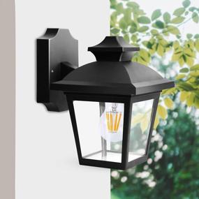 img 4 attached to 3000K Dimmable LED Edison FilamentBulb Outdoor Wall Lanterns - Anti-Corrosion Plastic Materials, Black P746-E26 By FUDESY