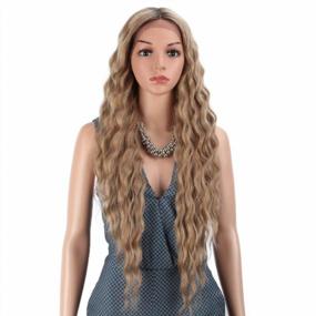 img 4 attached to 30'' Long Wavy Synthetic Lace Front Wig - Joedir Ombre Wig For Black Women With Baby Hair, 130% Density, Heat Resistant (RT6/23C)