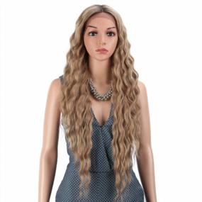 img 3 attached to 30'' Long Wavy Synthetic Lace Front Wig - Joedir Ombre Wig For Black Women With Baby Hair, 130% Density, Heat Resistant (RT6/23C)