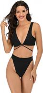 women's high waisted cross front self tie thong bikini swimsuit logo