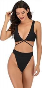 img 2 attached to Women'S High Waisted Cross Front Self Tie Thong Bikini Swimsuit