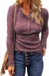 lolong women's ribbed slim fit henley tops - casual button up tunic blouses with short/long sleeves logo