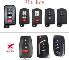 img 3 attached to Royalfox(TM) Soft Black Silicone Carbon Fiber Style 3/4 Buttons Smart Keyless Remote Key Fob Case Cover For Toyota Avalon Camry Corolla RAV4 Highlander With Keychain (For Toyota Old Key)