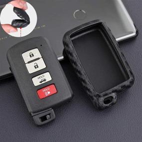 img 1 attached to Royalfox(TM) Soft Black Silicone Carbon Fiber Style 3/4 Buttons Smart Keyless Remote Key Fob Case Cover For Toyota Avalon Camry Corolla RAV4 Highlander With Keychain (For Toyota Old Key)