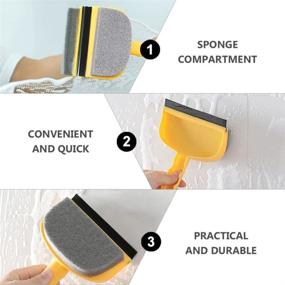 img 2 attached to 🧽 Optimized 2-in-1 Window Cleaning Tool Combo - Dual-Function Squeegee &amp; Sponge Window Scrubber, Reversible Blade &amp; Sponge Mirror Glass Wiper Rubber Scraper Cleaning Brush
