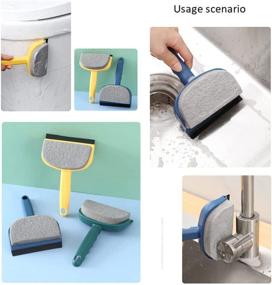 img 1 attached to 🧽 Optimized 2-in-1 Window Cleaning Tool Combo - Dual-Function Squeegee &amp; Sponge Window Scrubber, Reversible Blade &amp; Sponge Mirror Glass Wiper Rubber Scraper Cleaning Brush