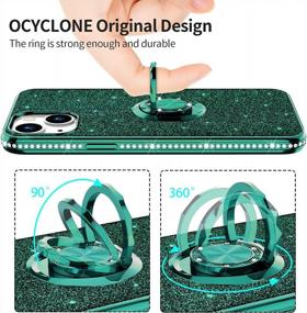 img 2 attached to OCYCLONE iPhone 13 Case, Glitter Diamond Cover + Ring Stand - Cute Protective Phone Case for Women Girls (6.1 inch 2021) - Pine Green