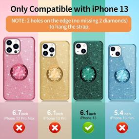img 3 attached to OCYCLONE iPhone 13 Case, Glitter Diamond Cover + Ring Stand - Cute Protective Phone Case for Women Girls (6.1 inch 2021) - Pine Green