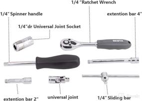 img 1 attached to 🔧 Complete 55-Piece Mechanics Tool Kit: Drive Socket Wrench Set, Quick-Release Ratchets, DR Bit Sockets, and Multi Hex Bits with Blow Molded Case