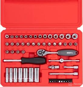 img 3 attached to 🔧 Complete 55-Piece Mechanics Tool Kit: Drive Socket Wrench Set, Quick-Release Ratchets, DR Bit Sockets, and Multi Hex Bits with Blow Molded Case