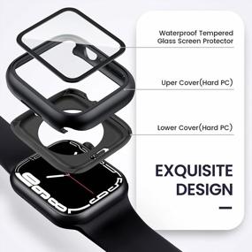 img 1 attached to [2 в 1] Goton для водонепроницаемого защитного чехла для экрана Apple Watch серии SE 6 5 4 44 мм, 360-градусная защитная крышка для ПК, встроенное закаленное стекло, передний и задний бампер для IWatch 6 5 4 SE 2022, аксессуары