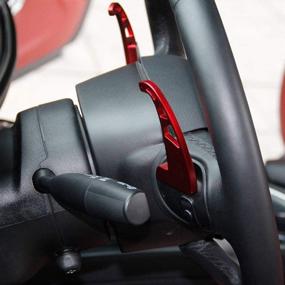 img 2 attached to 🔴 Enhance Your Dodge Charger/Chrysler 300 Shifting Experience: Silver Aluminum Steering Wheel Shift Paddle Extended Shifter Trim (Red with Hole)