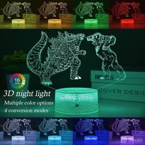 img 2 attached to Godzilla vs King Kong Night Light for Children's Room - LED Décor Lamp with Remote Control, 16 Colors Changes - Perfect Birthday Gift for Boys, Girls, and Babies