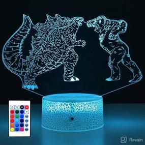 img 4 attached to Godzilla vs King Kong Night Light for Children's Room - LED Décor Lamp with Remote Control, 16 Colors Changes - Perfect Birthday Gift for Boys, Girls, and Babies