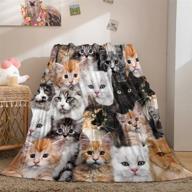 🐱 cute cats cartoon kids throw blanket: flannel fleece, plush & lightweight - perfect for bedroom, couch or sofa (50''x60'') logo