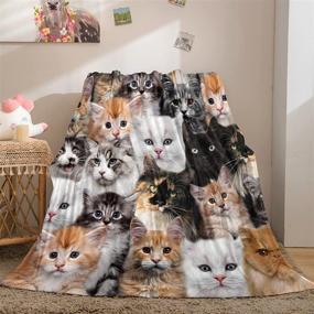 img 1 attached to 🐱 Cute Cats Cartoon Kids Throw Blanket: Flannel Fleece, Plush & Lightweight - Perfect for Bedroom, Couch or Sofa (50''x60'')