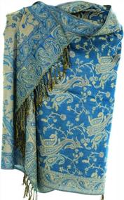 img 4 attached to Jacquard Paisley Pashmina: A Stylish, Double-Sided Wrap That Cures Your Silver Fever And Enhances Your Look!