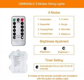 img 1 attached to 33Ft 100 LED Waterproof Orange Halloween String Lights - Battery Operated Firefly Lights With Remote Control Timer, 8 Modes For Decorative Christmas And Halloween Lighting By ANJAYLIA