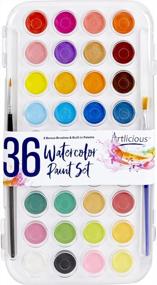 img 1 attached to 36 Watercolor Paint Set With Built-In Palette Lid Case & 2 Brushes By Artlicious