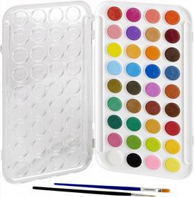 img 2 attached to 36 Watercolor Paint Set With Built-In Palette Lid Case & 2 Brushes By Artlicious