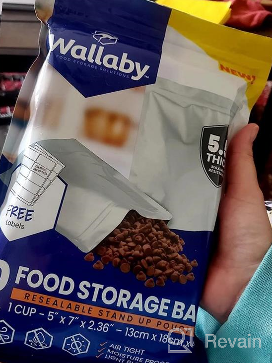 img 1 attached to Pack Of 50 Wallaby 1-Gallon Gusset Mylar Stand-Up Pouches With Zipper And Labels - 7.5 Mil, Heat Sealable, Food Safe, Ideal For Long Term Food Storage - Size 10" X 14", Silver review by Erica Clay