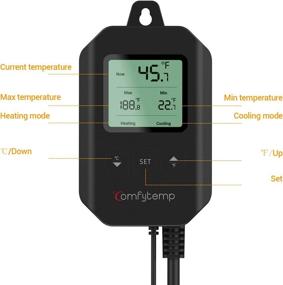 img 2 attached to Comfytemp Digital Temperature Controller: Reptile Thermostat with Heating Cooling Mode -40-248℉, Waterproof Probe for Reptile/Seed Germination/Brewing/Breeding/Greenhouse/Aquarium, 120V 8.4A 1000W