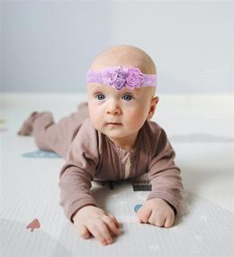 img 1 attached to 🌸 Elegant Chiffon Lace Flower Turban Headband for Baby Girls with Pearl Accent