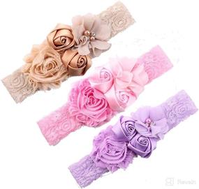 img 3 attached to 🌸 Elegant Chiffon Lace Flower Turban Headband for Baby Girls with Pearl Accent