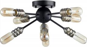 img 4 attached to Mid Century Modern Sputnik Chandelier With 8 Lights In Bronze And Black Finish - Rustic Living Room, Bedroom, And Dining Room Lighting - UL Listed