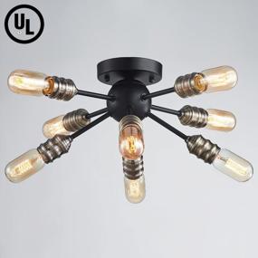 img 1 attached to Mid Century Modern Sputnik Chandelier With 8 Lights In Bronze And Black Finish - Rustic Living Room, Bedroom, And Dining Room Lighting - UL Listed