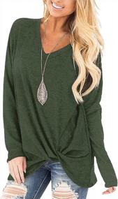 img 3 attached to Fall Tunic Blouses For Women - Loose-Fit Long Sleeve Shirts With V-Neck And Twist Knot Detailing