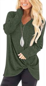 img 4 attached to Fall Tunic Blouses For Women - Loose-Fit Long Sleeve Shirts With V-Neck And Twist Knot Detailing