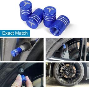 img 1 attached to Enhance your Tesla Model Y X S 3 with VIHIMAI 4PCS Blue Aluminum Alloy Valve Stem Caps - Decorative Tire Accessories