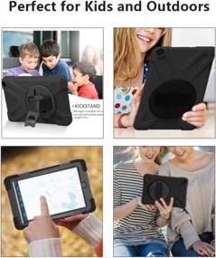 img 3 attached to Rugged Protective Case With Screen Protector, Hand Strap, Rotating Stand For Samsung Galaxy Tab S2 9.7 - Heavy Duty Defender Cover With Kickstand For Kids - Compatible With SM-T810 T813 - Black