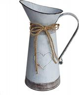 misty grey rustic metal farm house pitcher vase - примитивная молочная ваза для цветов в стиле шебби-шик для домашнего декора, 10,6 дюймов логотип