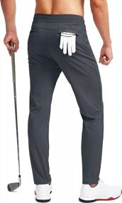 img 2 attached to Pudolla Men'S Golf Pants Stretch Sweatpants With Zipper Pockets Slim Fit Work Casual Joggers Pants For Men