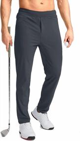img 4 attached to Pudolla Men'S Golf Pants Stretch Sweatpants With Zipper Pockets Slim Fit Work Casual Joggers Pants For Men