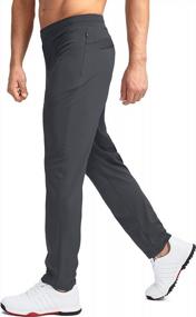 img 3 attached to Pudolla Men'S Golf Pants Stretch Sweatpants With Zipper Pockets Slim Fit Work Casual Joggers Pants For Men