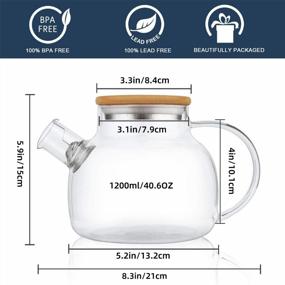 img 3 attached to CnGlass Clear Glass Teapot - Stovetop Safe, 40.6Oz Capacity, Removable Filter Spout For Loose Leaf Tea And Blooming Tea