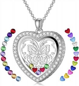 img 4 attached to Personalize Your Memories With SOULMEET Heart/Round Floating Locket Necklace - Holds Birthstones, Pictures & Hair!