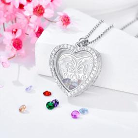img 3 attached to Personalize Your Memories With SOULMEET Heart/Round Floating Locket Necklace - Holds Birthstones, Pictures & Hair!
