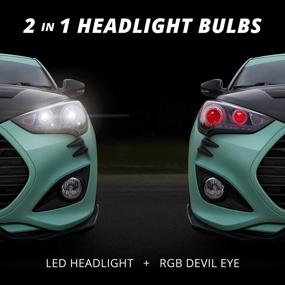 img 3 attached to XKchrome Smartphone App-Enabled Bluetooth RGB Devil Eye + LED Headlight Conversion Kit: 2Nd Gen 2In1 HB3 Bulb Upgrade