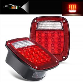 img 4 attached to LIMICAR RV Tail Lights 43 LED Square Trailer Light Kit, 2PCS Red/White Stop Turn Back Up Reverse With License Plate Light For Truck Trailer Boat RV Jeep YJ TJ JK CJ