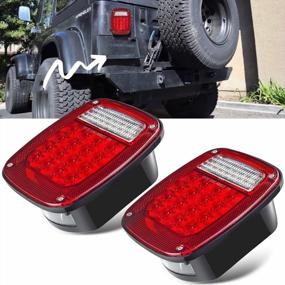 img 3 attached to LIMICAR RV Tail Lights 43 LED Square Trailer Light Kit, 2PCS Red/White Stop Turn Back Up Reverse With License Plate Light For Truck Trailer Boat RV Jeep YJ TJ JK CJ
