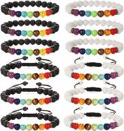 invigorate your wellness routine with subiceto 8mm chakra lava rock stone bracelets - aromatherapy essential oil diffuser for men and women (12 pcs) logo