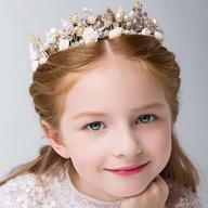 gold seashell crown | pearl princess hair piece | campsis flower girl headpiece logo