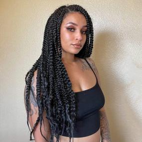 img 1 attached to Get Luxurious Braids With Toyotress Pre-Stretched Braiding Hair - Natural Black Yaki Texture | 8 Packs | 36 Inch | Synthetic Hair Extensions