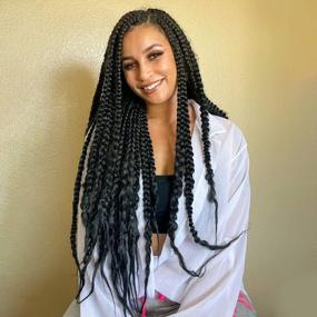 img 2 attached to Get Luxurious Braids With Toyotress Pre-Stretched Braiding Hair - Natural Black Yaki Texture | 8 Packs | 36 Inch | Synthetic Hair Extensions