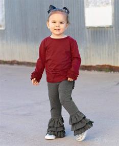 img 3 attached to 👶 Adorable RuffleButts® Baby/Toddler Girls Stretchy Flare Pants with Sweet Ruffles