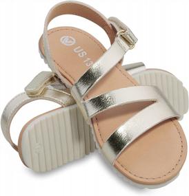 img 4 attached to Summer Flat Shoes For Girls: Festooned Princess Open Toe Sandals With Adjustable Straps